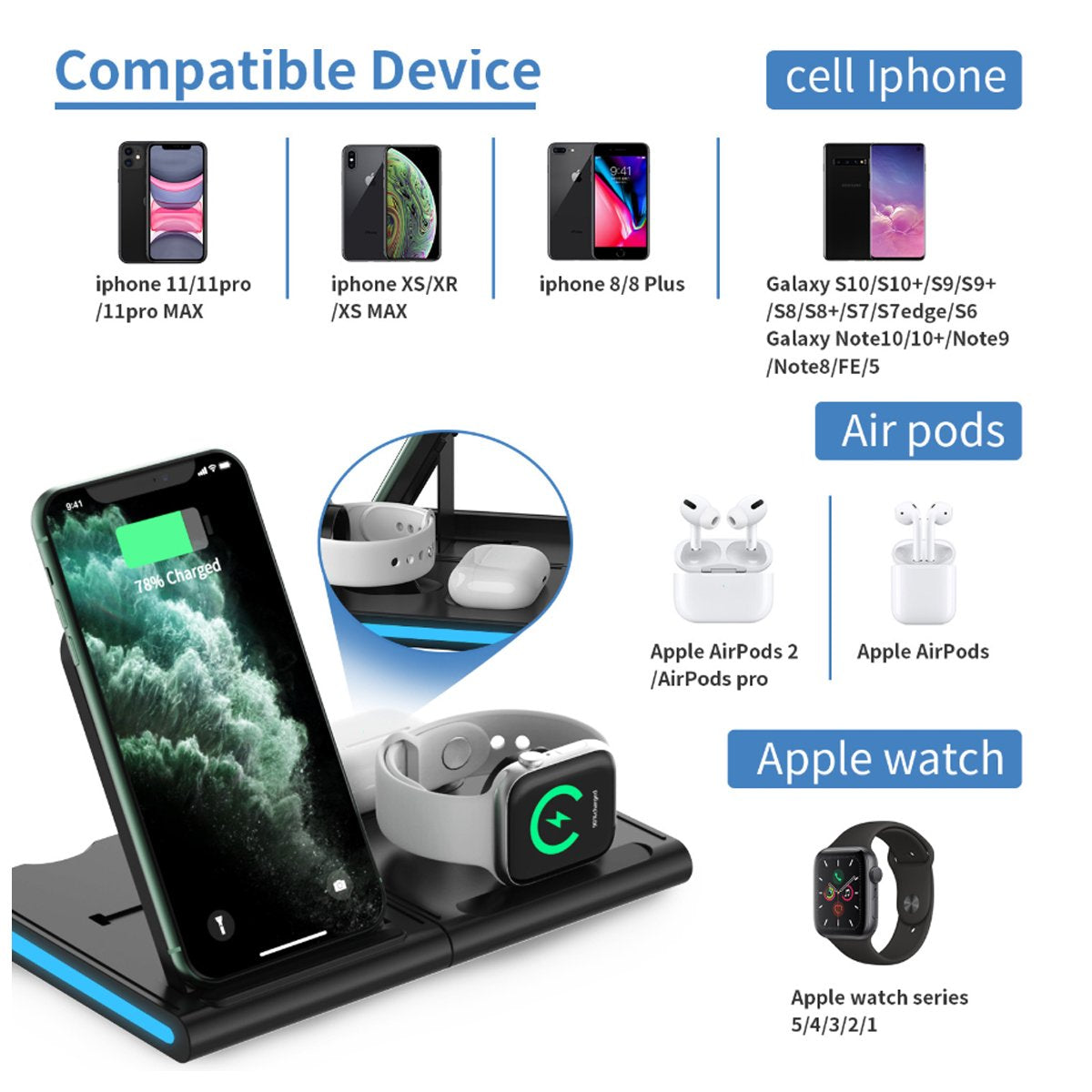 4-in-1 Wireless Magnetic Charging Station