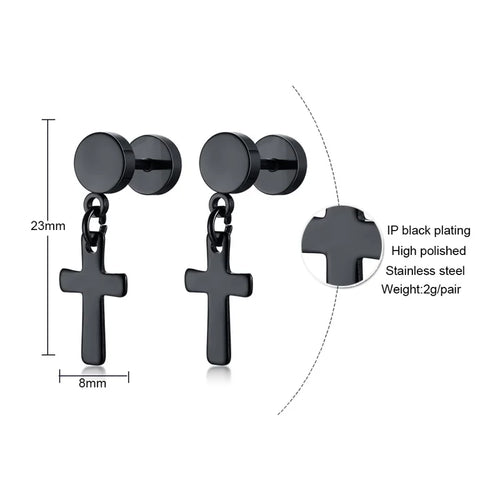 Stainless Cross Dangle Earrings