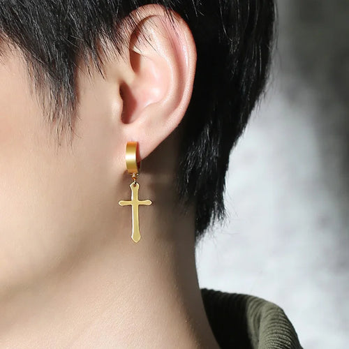 Stainless Cross Dangle Earrings
