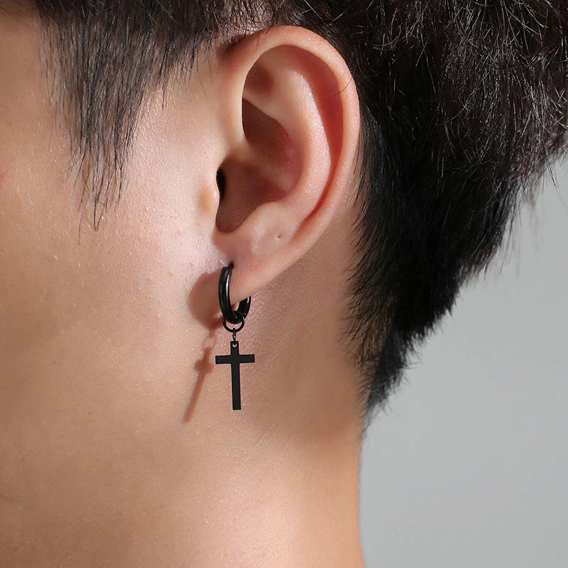 Stainless Cross Dangle Earrings
