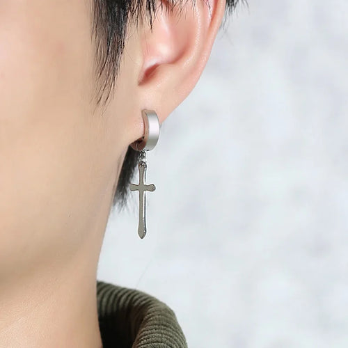 Stainless Cross Dangle Earrings