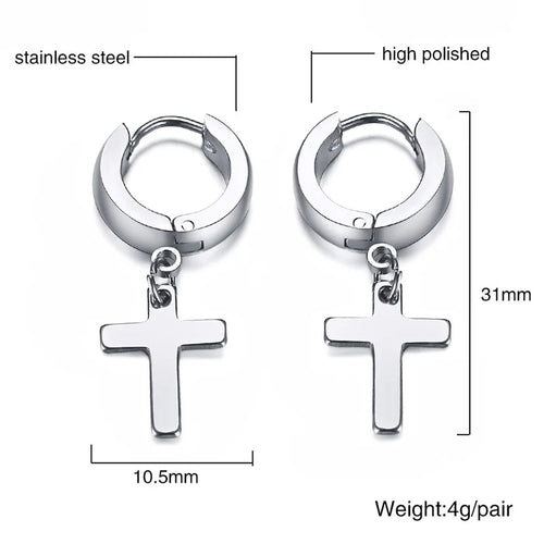 Stainless Cross Dangle Earrings