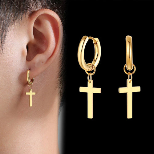 Stainless Cross Dangle Earrings