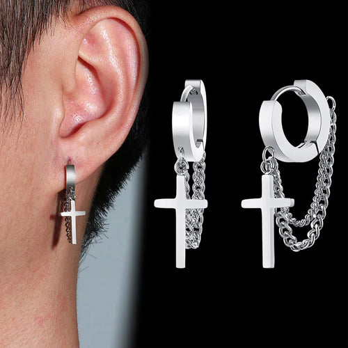 Stainless Cross Dangle Earrings