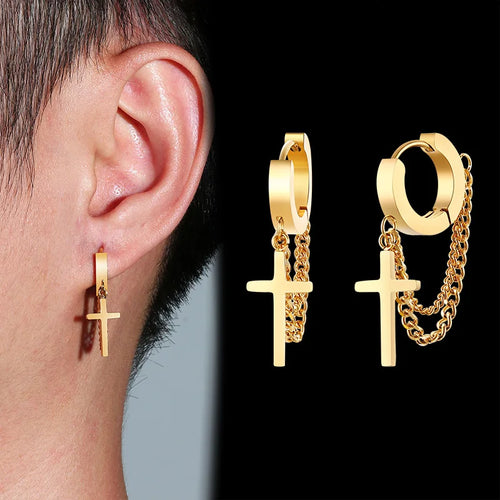 Stainless Cross Dangle Earrings