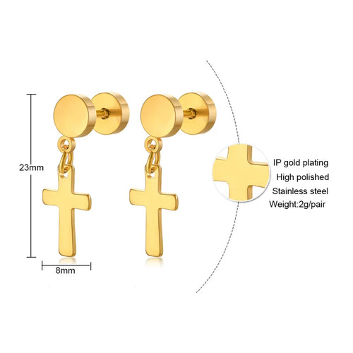 Stainless Cross Dangle Earrings
