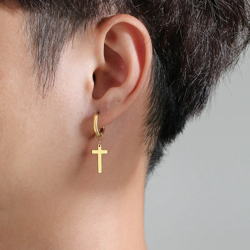 Stainless Cross Dangle Earrings