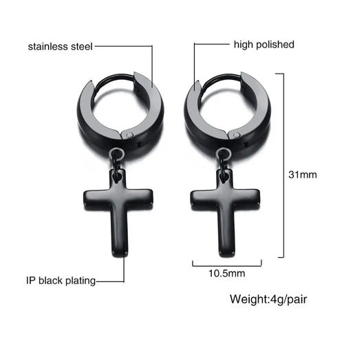 Stainless Cross Dangle Earrings