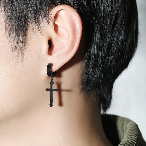Stainless Cross Dangle Earrings