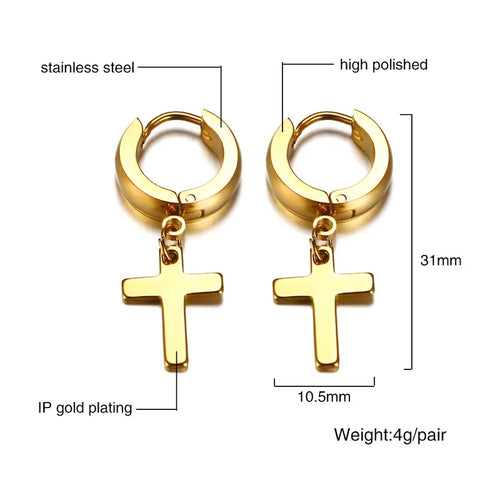 Stainless Cross Dangle Earrings